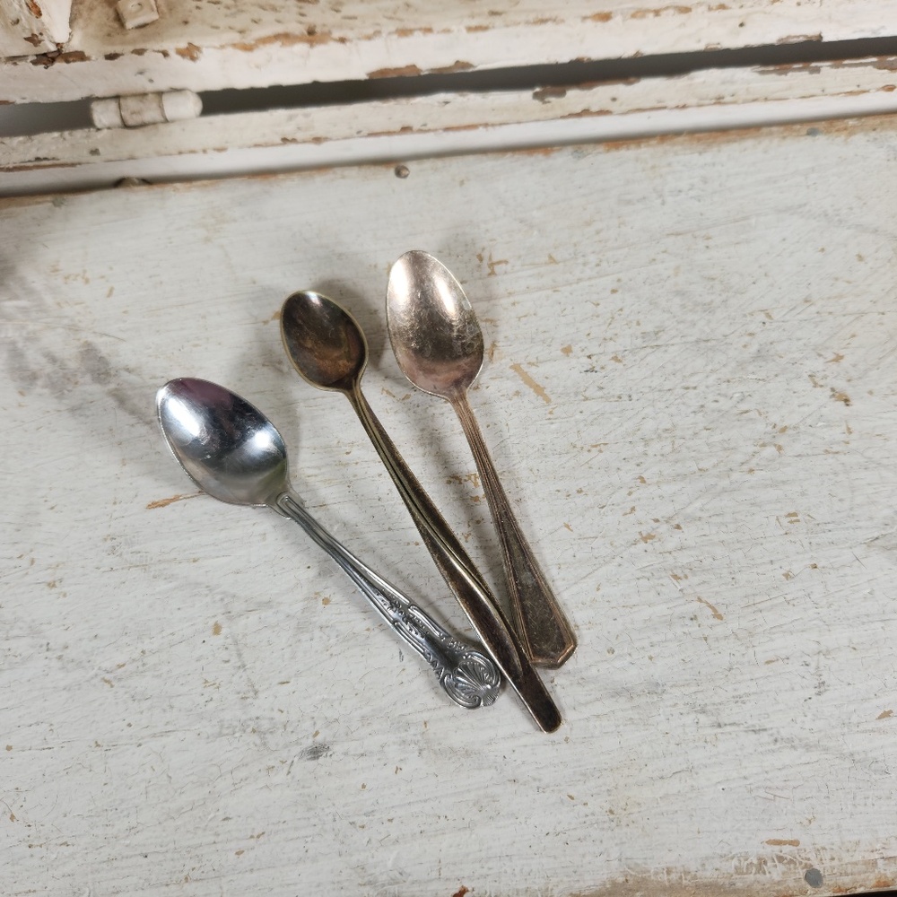 VTG Silver Plated / Stainless Baby Spoon Collection of 3- Walco, Rogers & Sons